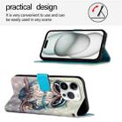 For iPhone 16 Pro 3D Painting Horizontal Flip Leather Phone Case(Grey Owl) - 3