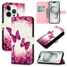 For iPhone 16 Pro 3D Painting Horizontal Flip Leather Phone Case(Rose Butterfly) - 1