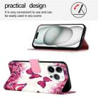 For iPhone 16 Pro 3D Painting Horizontal Flip Leather Phone Case(Rose Butterfly) - 3