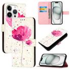 For iPhone 16 Pro 3D Painting Horizontal Flip Leather Phone Case(Flower) - 1