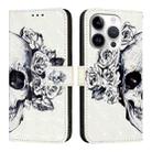 For iPhone 16 Pro 3D Painting Horizontal Flip Leather Phone Case(Skull) - 2