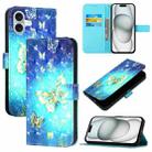 For iPhone 16 Plus 3D Painting Horizontal Flip Leather Phone Case(Golden Butterfly) - 1