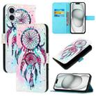 For iPhone 16 Plus 3D Painting Horizontal Flip Leather Phone Case(Color Drop Wind Chimes) - 1