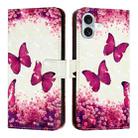 For iPhone 16 Plus 3D Painting Horizontal Flip Leather Phone Case(Rose Butterfly) - 2