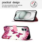 For iPhone 16 Plus 3D Painting Horizontal Flip Leather Phone Case(Rose Butterfly) - 3