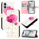 For iPhone 16 Plus 3D Painting Horizontal Flip Leather Phone Case(Flower) - 1