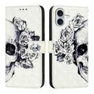 For iPhone 16 Plus 3D Painting Horizontal Flip Leather Phone Case(Skull) - 2