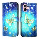 For iPhone 16 3D Painting Horizontal Flip Leather Phone Case(Golden Butterfly) - 2