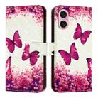 For iPhone 16 3D Painting Horizontal Flip Leather Phone Case(Rose Butterfly) - 2