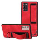 For Samsung Galaxy Note20 Wristband Holder Leather Back Phone Case(Red) - 1