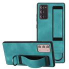 For Samsung Galaxy Note20 Wristband Holder Leather Back Phone Case(Green) - 1