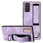 For Samsung Galaxy Note20 Wristband Holder Leather Back Phone Case(Purple) - 1