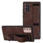 For Samsung Galaxy Note20 Wristband Holder Leather Back Phone Case(Coffee) - 1