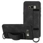 For Samsung Galaxy S8+ Wristband Holder Leather Back Phone Case(Black) - 1