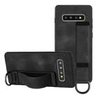 For Samsung Galaxy S10 Wristband Holder Leather Back Phone Case(Black) - 1