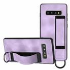 For Samsung Galaxy S10 Wristband Holder Leather Back Phone Case(Purple) - 1