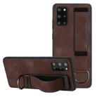 For Samsung Galaxy S20 FE Wristband Holder Leather Back Phone Case(Coffee) - 1