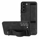 For Samsung Galaxy S21+ 5G Wristband Holder Leather Back Phone Case(Black) - 1