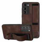For Samsung Galaxy S23 5G Wristband Holder Leather Back Phone Case(Coffee) - 1