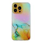 For iPhone 15 Pro Laser Marble Pattern Clear TPU Shockproof Phone Case(Yellow) - 1