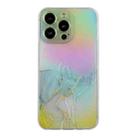 For iPhone 15 Pro Laser Marble Pattern Clear TPU Shockproof Phone Case(Grey) - 1
