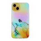 For iPhone 15 Plus Laser Marble Pattern Clear TPU Shockproof Phone Case(Yellow) - 1