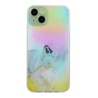 For iPhone 15 Plus Laser Marble Pattern Clear TPU Shockproof Phone Case(Grey) - 1