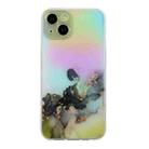 For iPhone 15 Laser Marble Pattern Clear TPU Shockproof Phone Case(Black) - 1