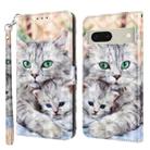 For Google Pixel 8 3D Painted Pattern Leather Phone Case(Two Loving Cats) - 1