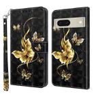 For Google Pixel 8 3D Painted Pattern Leather Phone Case(Golden Butterfly) - 1