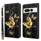 For Google Pixel 8 Pro 3D Painted Pattern Leather Phone Case(Golden Butterfly) - 1