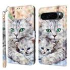 For Google Pixel 9 3D Painted Pattern Leather Phone Case(Two Loving Cats) - 1