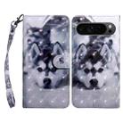 For Google Pixel 9 3D Painted Pattern Leather Phone Case(Husky) - 1