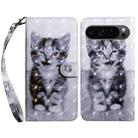 For Google Pixel 9 3D Painted Pattern Leather Phone Case(Smile Cat) - 1