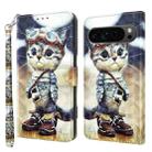 For Google Pixel 9 Pro XL 3D Painted Pattern Leather Phone Case(Naughty Cat) - 1