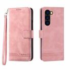 For Samsung Galaxy Z Fold6 Dierfeng Dream Line TPU + PU Leather Phone Case(Pink) - 1