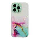 For iPhone 15 Pro Max Hollow Marble Pattern TPU Straight Edge Phone Case(Green) - 1