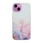 For iPhone 15 Plus Hollow Marble Pattern TPU Straight Edge Phone Case(Pink) - 1