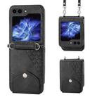 For Samsung Galaxy Z Flip5 Cubic Grid Calf Texture Magnetic Leather Phone Case(Black) - 1