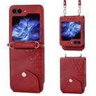 For Samsung Galaxy Z Flip5 Cubic Grid Calf Texture Magnetic Leather Phone Case(Red) - 1