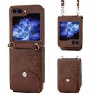 For Samsung Galaxy Z Flip5 Cubic Grid Calf Texture Magnetic Leather Phone Case(Brown) - 1