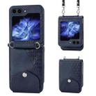 For Samsung Galaxy Z Flip5 Cubic Grid Calf Texture Magnetic Leather Phone Case(Blue) - 1