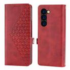 For Samsung Galaxy Z Fold6 Cubic Grid Calf Texture Magnetic Leather Phone Case(Red) - 2