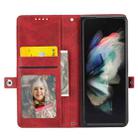 For Samsung Galaxy Z Fold6 Cubic Grid Calf Texture Magnetic Leather Phone Case(Red) - 3