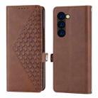 For Samsung Galaxy Z Fold6 Cubic Grid Calf Texture Magnetic Leather Phone Case(Brown) - 2