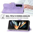 For Samsung Galaxy Z Fold6 Skin Feel Flowers Embossed Wallet Leather Phone Case(Purple) - 3