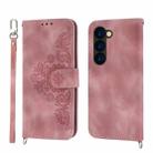 For Samsung Galaxy Z Fold6 Skin Feel Flowers Embossed Wallet Leather Phone Case(Pink) - 2