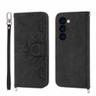 For Samsung Galaxy Z Fold6 Skin Feel Flowers Embossed Wallet Leather Phone Case(Black) - 2