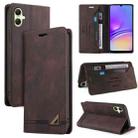 For Samsung Galaxy A05 Skin Feel Anti-theft Brush Horizontal Flip Leather Case with Holder(Brown) - 1