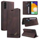 For Samsung Galaxy A13 5G Skin Feel Anti-theft Brush Horizontal Flip Leather Case with Holder(Brown) - 1